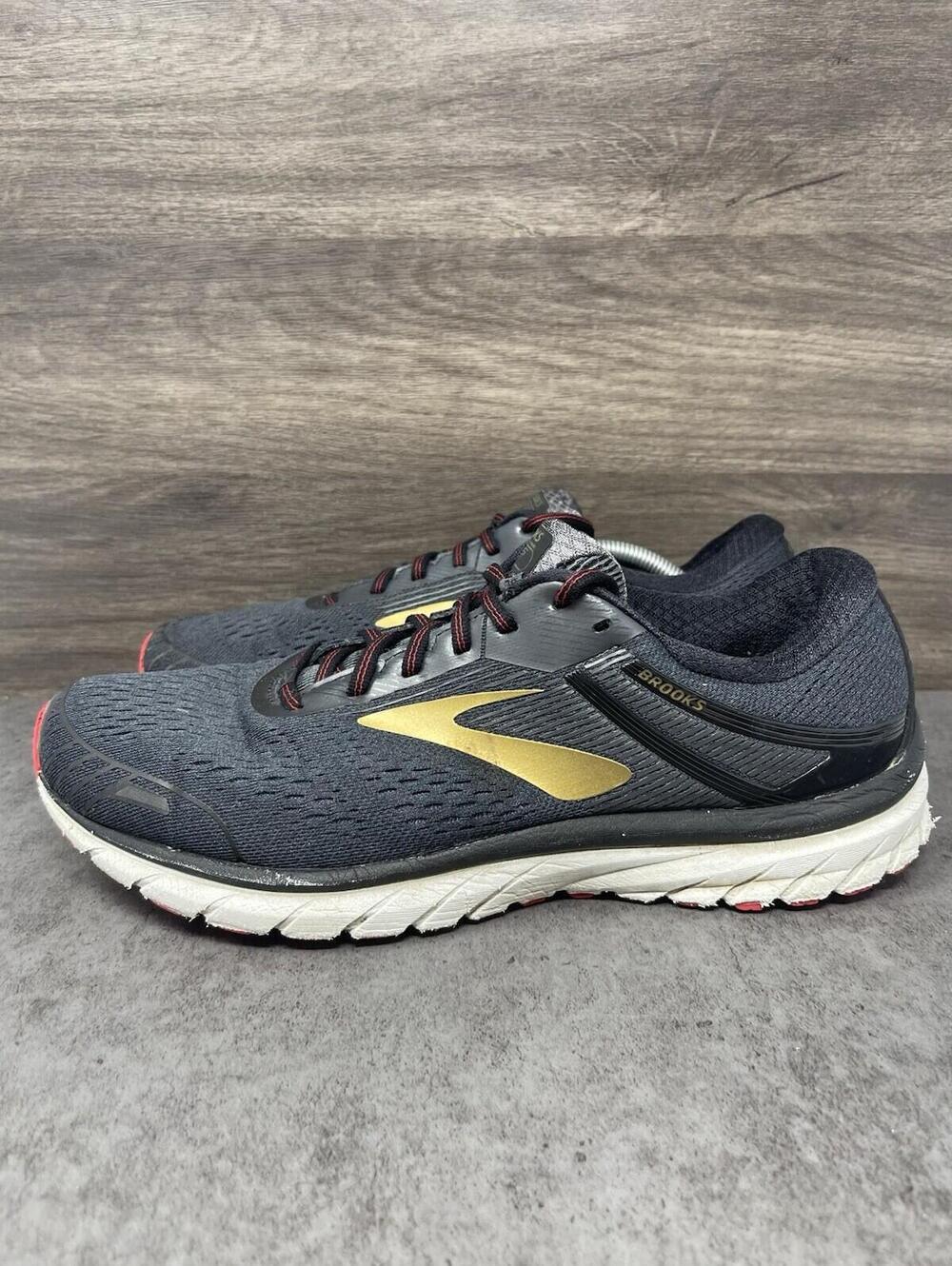 Brooks Adrenaline GTS 18 Sneakers Mens Size 12 Grey Gold Athletic Running